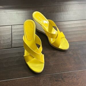 Ralph Lauren wedge summer slip on yellow 7.5